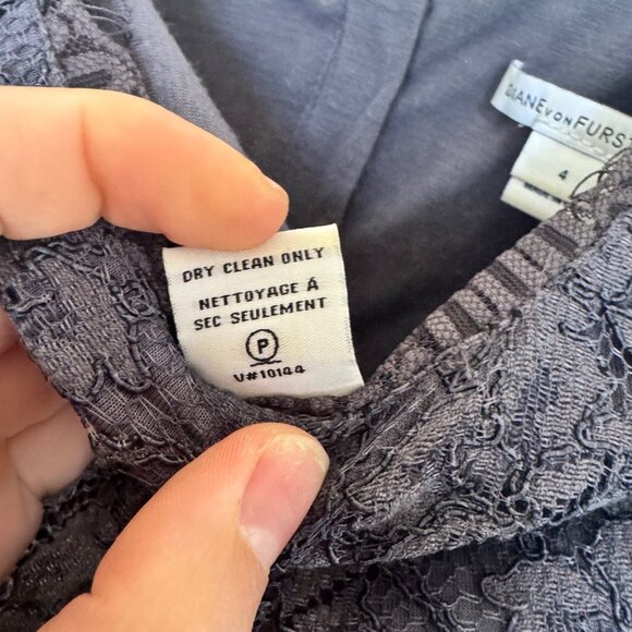 Diane Von Furstenberg Zarita Gray Lace Sheath Dress 3/4 Sleeves Womens Size 4 - Picture 10 of 14